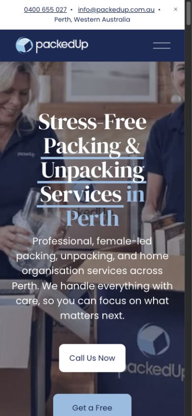 PackedUp mobile website